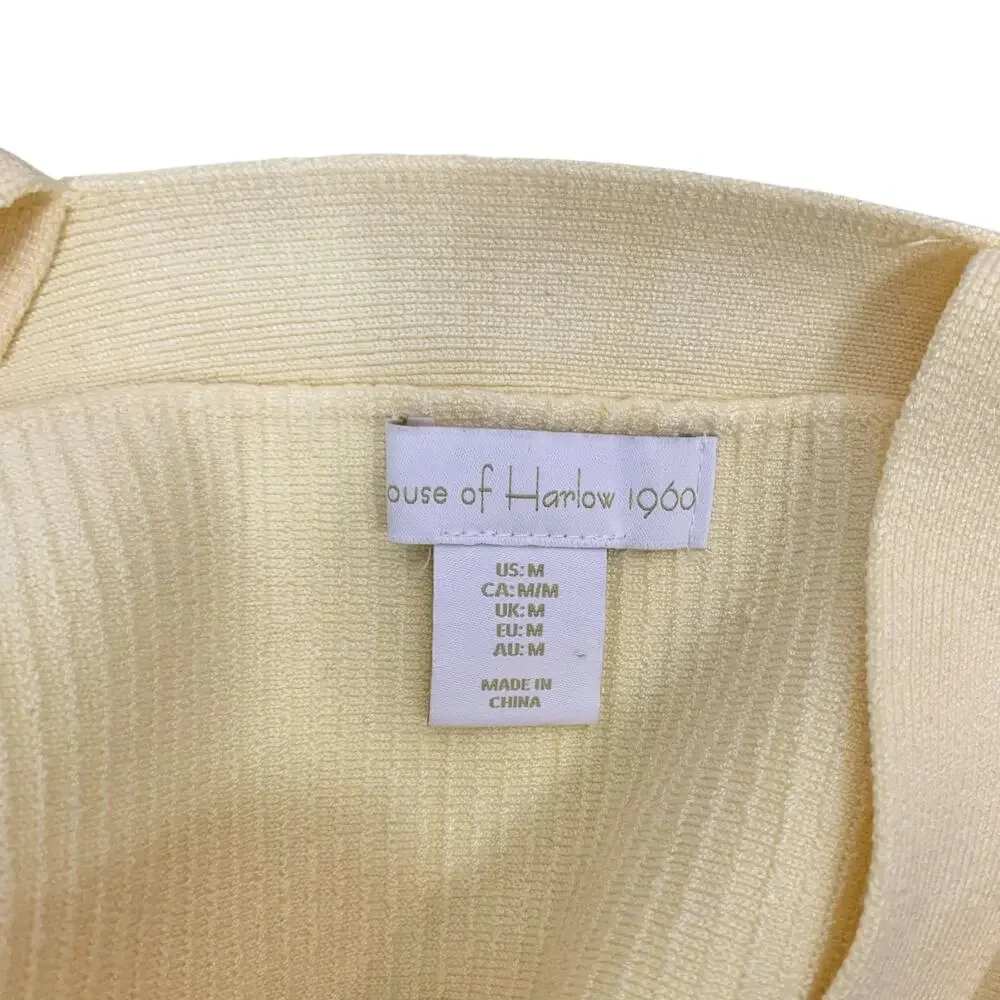 House of Harlow 1960 Crop Top Ribbed Yellow Cross Back Women's M_5
